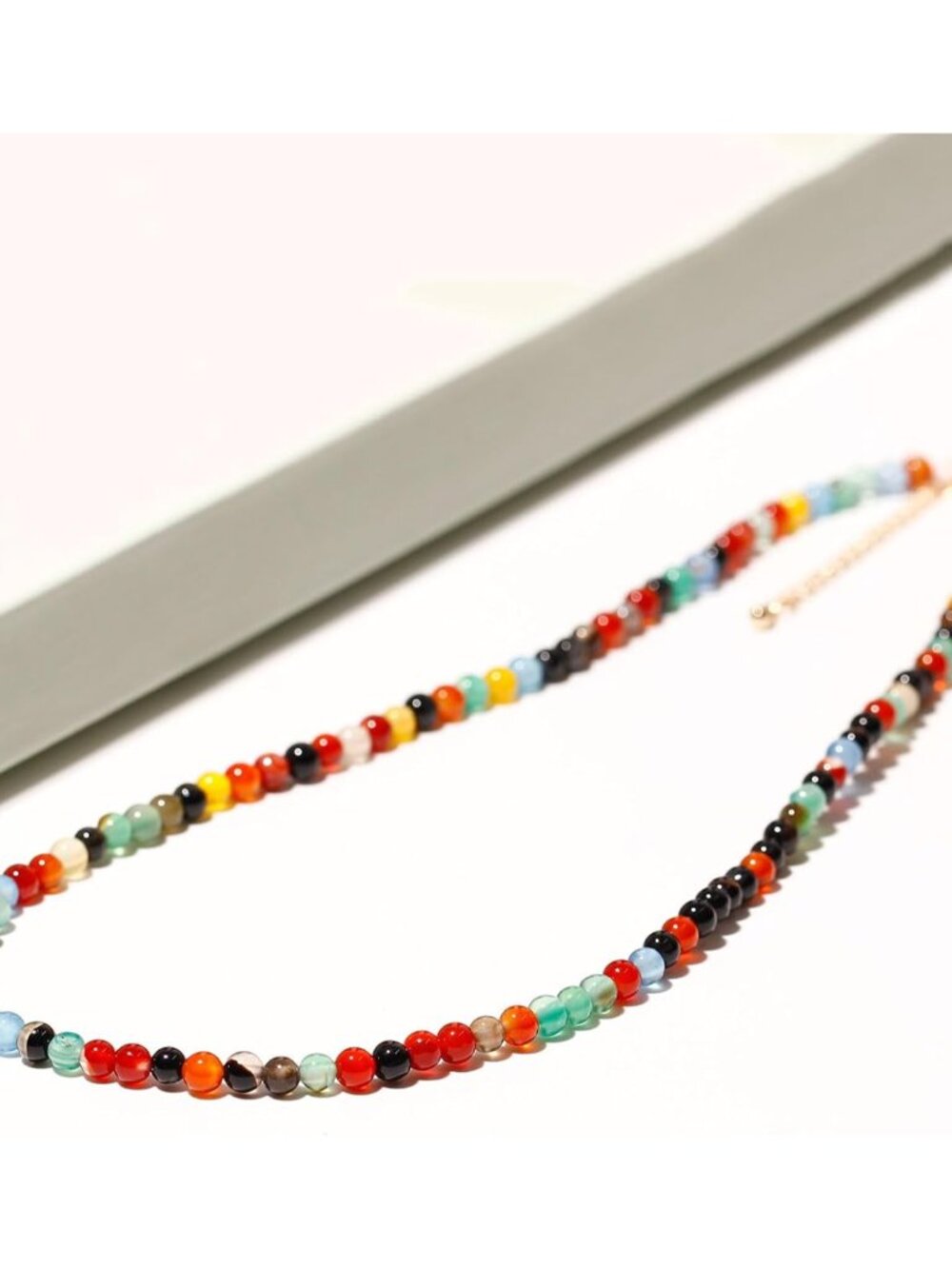 Simple Choker Necklace for Women Real Stone and Crystals Necklaces 4mm Beaded Ch - Picture 8 of 9